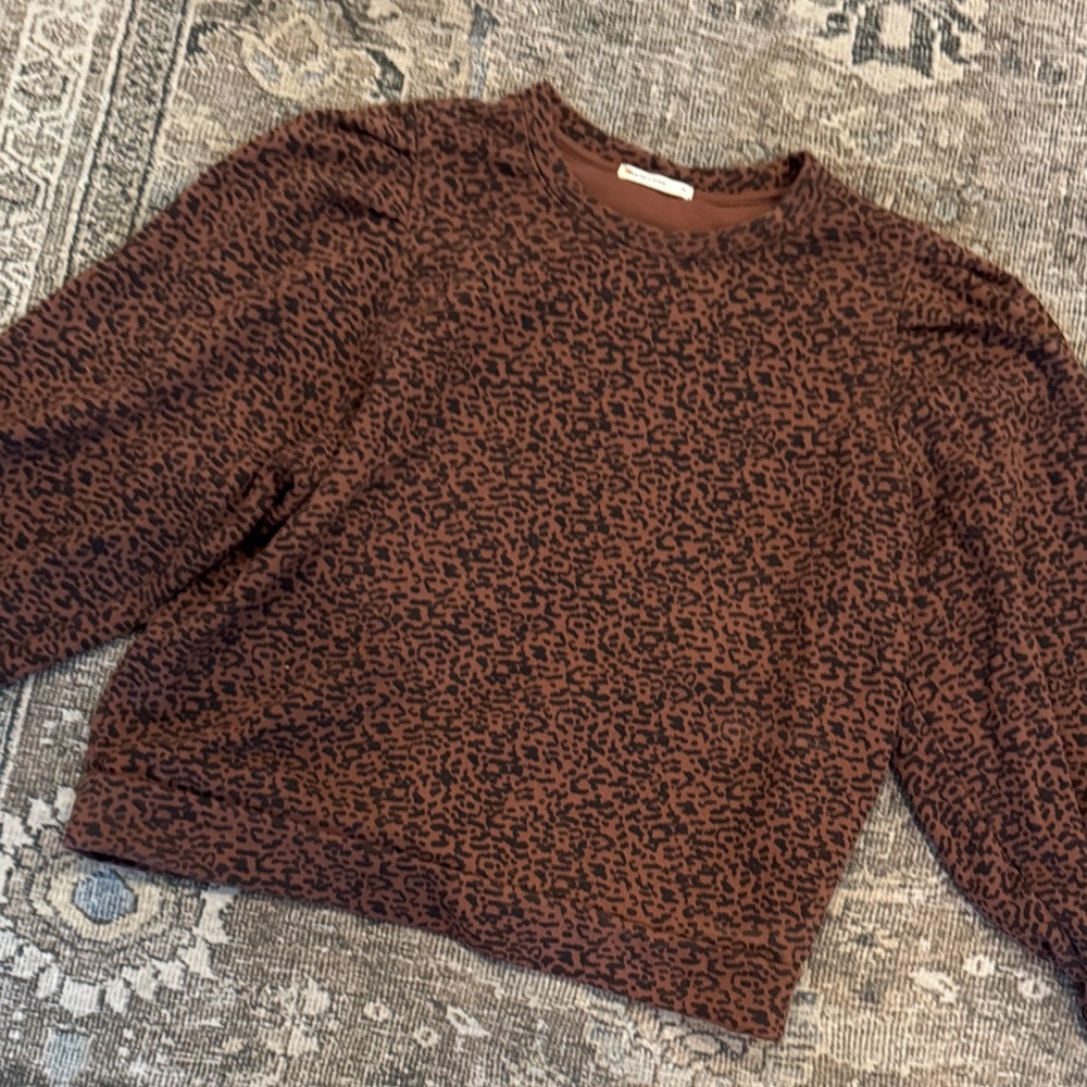 Marine Layer Brown Leopard Print Sweatshirt